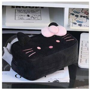 HELLO KITTY Pink & Black Fuzzy‎ Cosmetic Bag (BRAND-NEW & SUPER CUTE!)